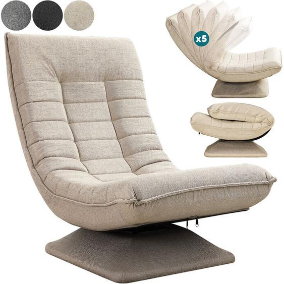 Casaria - Fauteuil de relaxation rembourré pivotable à 360° capacité de charge de 150kg siège de gaming 58x57x84/87cm Crème
