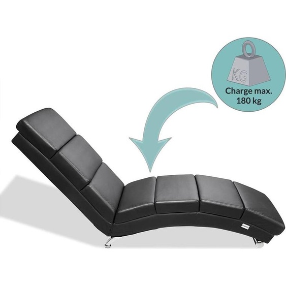 Casaria Méridienne London Chaise de relaxation Chaise longue d’intérieur design Fauteuil relax salon noir