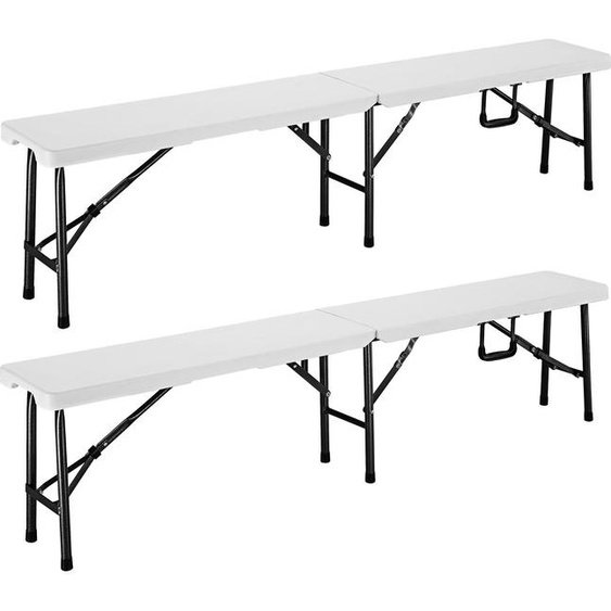 CASARIA® 2x Bancs pliants en plastique 180cm Banc de camping pliable Banc de Jardin blanc pour pique-nique fête