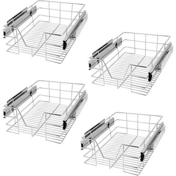 CASARIA® 4x Tiroir télescopique de rangement 40 cm pour armoire cuisine tiroir de cuisine métal tiroir coulissant