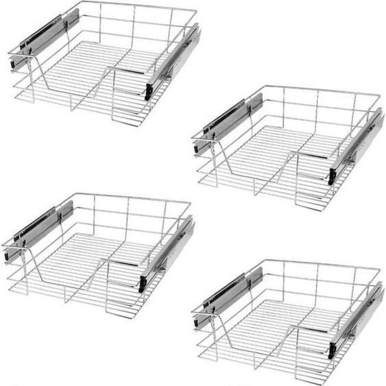 CASARIA® 4x Tiroir télescopique de rangement 50 cm pour armoire cuisine tiroir de cuisine métal tiroir coulissant
