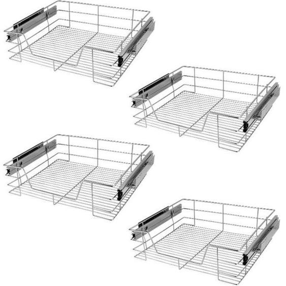 CASARIA® 4x Tiroir télescopique de rangement 60 cm pour armoire cuisine tiroir de cuisine métal tiroir coulissant