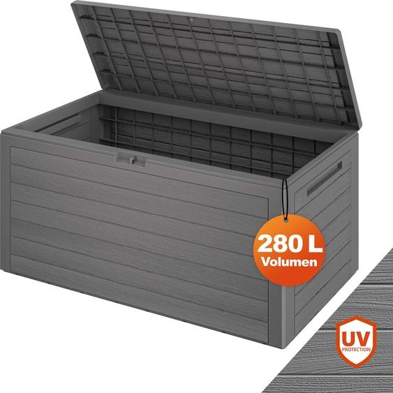 CASARIA® Coffre de Rangement Brun 280 L Poignées latérales Malle de Rangement Intérieur Extérieur Jardin Terrasse Balcon