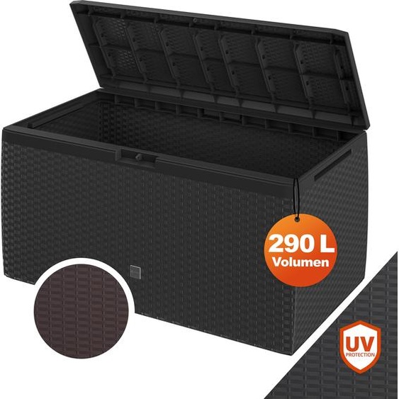 CASARIA® Coffre de rangement XXL Aspect Polyrotin Anthracite 290L Roulettes Poignées Malle Terrasse Balcon Coffre de jardin