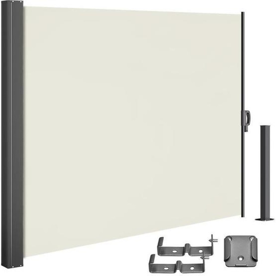 CASARIA® Paravent extérieur rétractable - DETEX - Brise-vue crème - Toile hydrofuge et opaque - 180x300cm