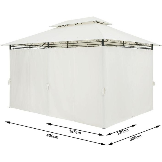 CASARIA® Pavillon de jardin 3x4m Topas métal hydrofuge protection UV 50+ parois latérales robuste tonnelle de jardin extérieur pergola tente crème