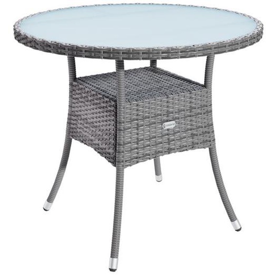 CASARIA® Table de jardin en polyrotin Gris 60 cm résistant aux intempéries Rond Extérieur Petit Terrasse Balcon Table dappoint