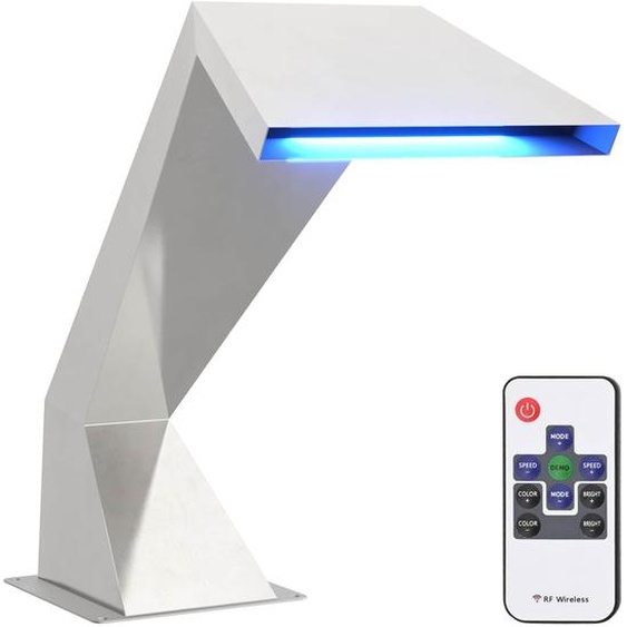 Cascade de piscine vidaXL avec LED RGB, acier inoxydable, 63,5 x 29 x 51 cm, argent