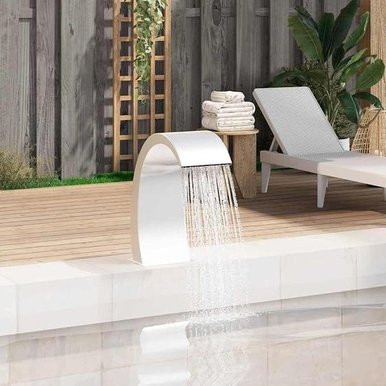 Cascade pour piscine en acier inoxydable 304, modèle oiseau-mouche, pour piscine, jardin ou étang, dimensions 22x60x70 cm, avec accessoires de raccordement