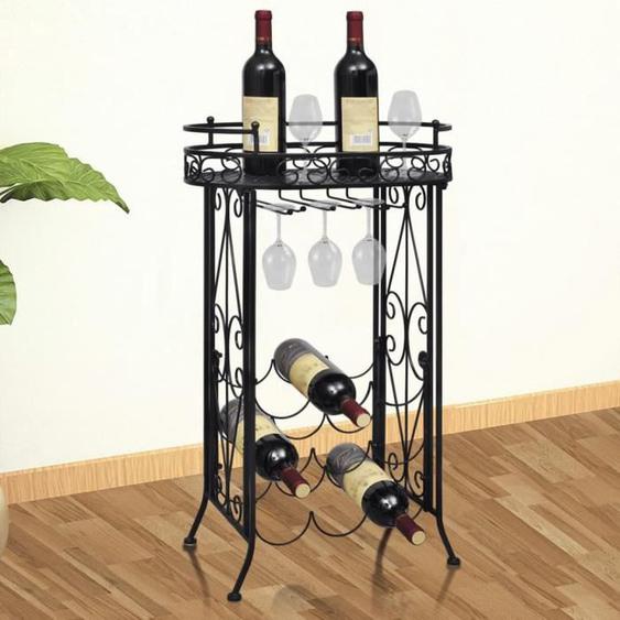 Casier à bouteilles MVP - Meuble range bouteille avec porte-verre - 9 bouteilles - Métal