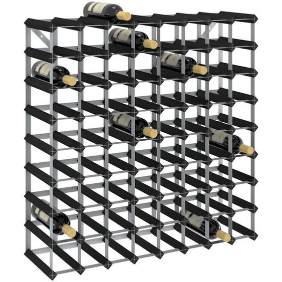 Casier à bouteilles pour 72 bouteilles Noir Bois de pin solide