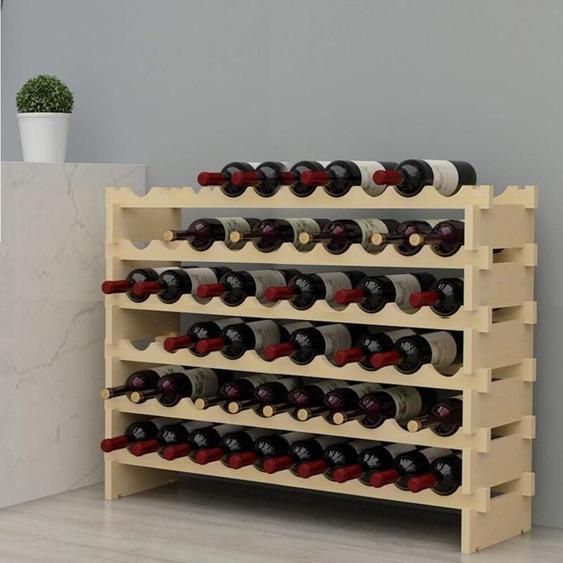 Soges - Casier à vin à 6 étages, 60 bouteilles de vin, bois, 110X30X80.5 cm