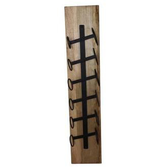 Casier à vin mural - HSM - Naturel/Noir - 20x13x100 cm - Bois de manguier et métal - Contemporain