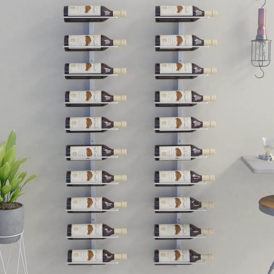 Casier à vin mural pour 10 bouteilles 2 pcs Blanc Métal