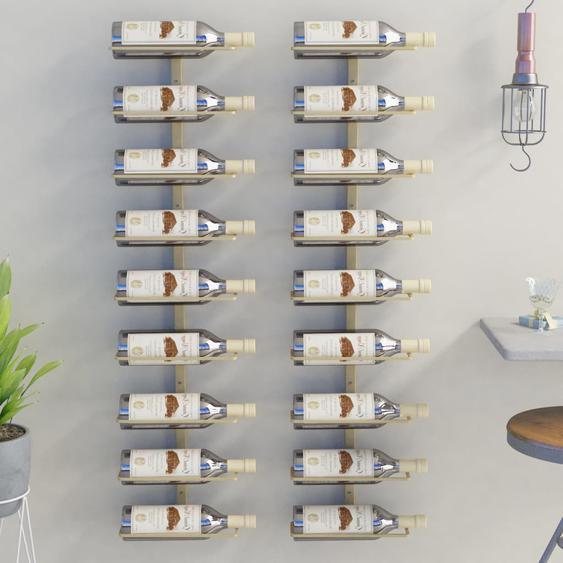 Casier à vin mural pour 9 bouteilles 2 pcs Doré Fer