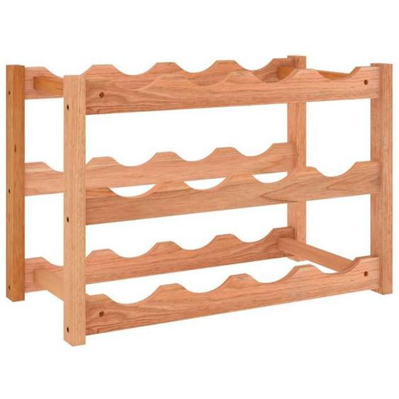 Casier range bouteilles etagere de rangement vin pour 12 bouteilles bois massif de noyer brun DEC024392