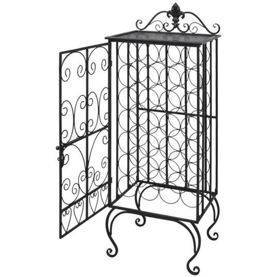 Casier range bouteilles etagere de rangement vin pour 28 bouteilles en metal noir DEC024312