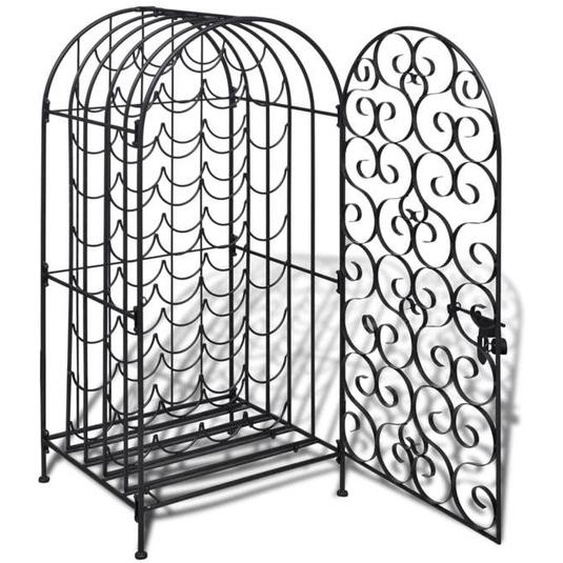Casier range bouteilles etagere de rangement vin pour 35 bouteilles en metal noir DEC024317