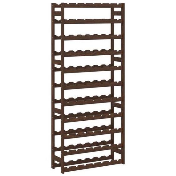 Casier range bouteilles etagere de rangement vin pour 77 bouteilles en bois de pin marron DEC024343