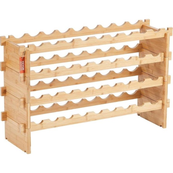 Casiers à vin modulaires empilables 36 bouteilles Étagère en bambou à 4 niveaux