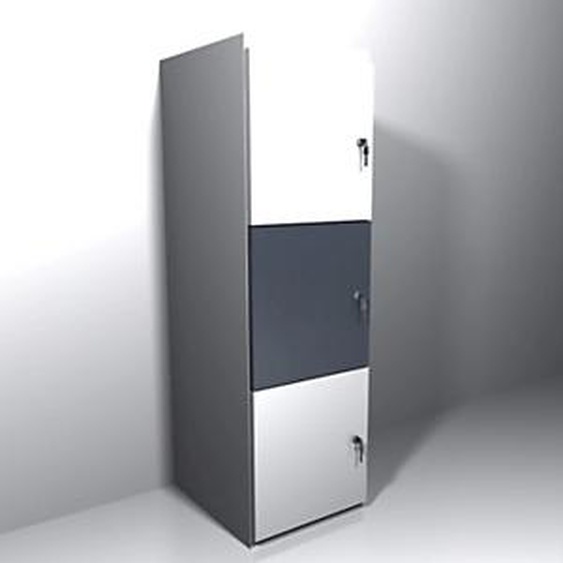 Casiers de bureau individuels 3 cases - L.40 x H.133,5 cm - Portes Blanc et Anthracite