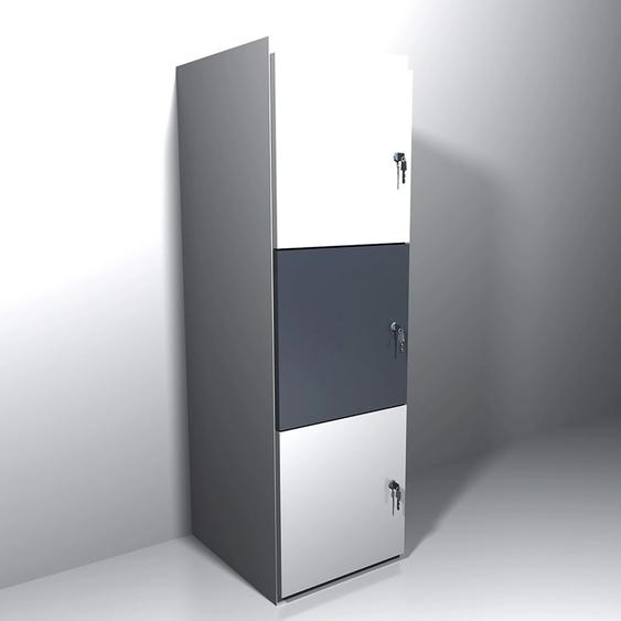 Casiers de bureau individuels 3 cases - L.40 x H.133,5 cm - Portes Blanc et Anthracite