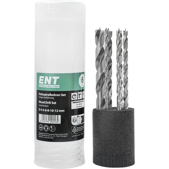 Cassette de forets hélicoïdaux à bois ENT HSS-G ø 4-12 mm 6 pièces