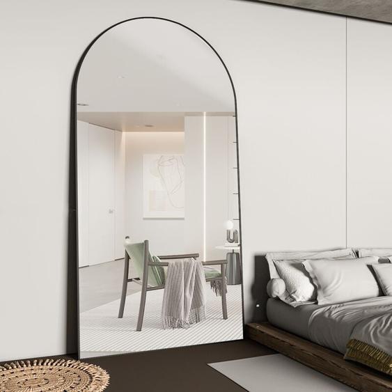 Cassilando - 198 x 96 cm Miroir sur Toute la Longueur, Cadre en alliage daluminium Miroir sur Pied, Miroir sur Pied Lisse arqué, Grand Miroir Mural
