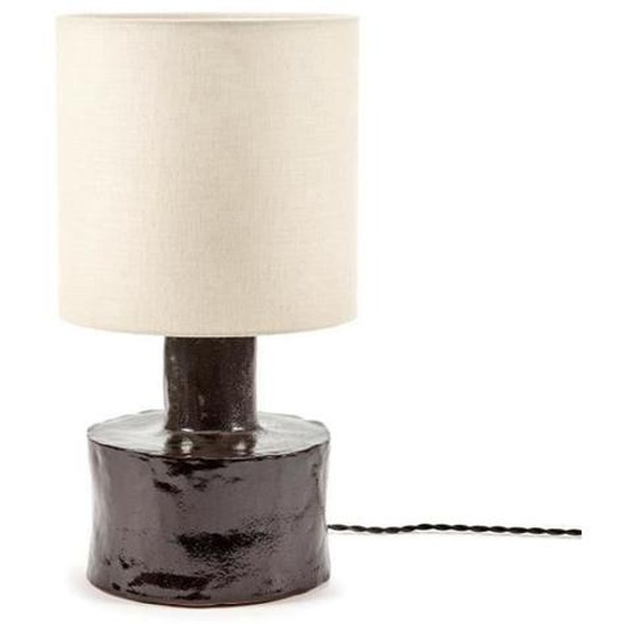 CATHERINE-Lampe à poser céramique et lin H47cm Noir / Abat-jour Beige Serax - designé par Marie Michielssen Ø 25cm / H 47cm