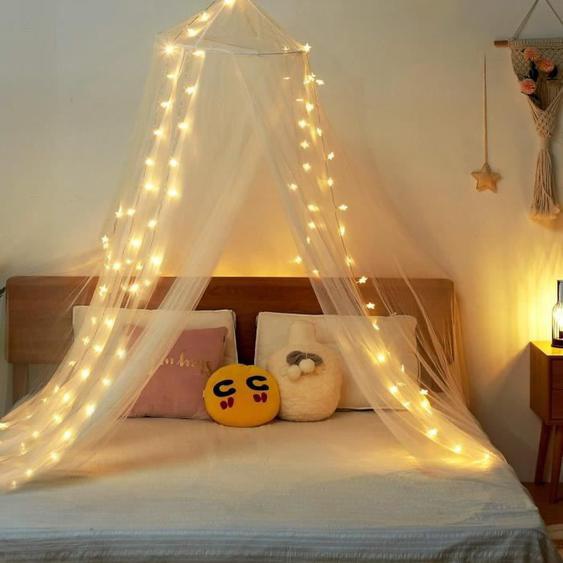 Cauvet de lit - Twinkle Star - Étoiles - 100 lumières LED - Polyester - Blanc