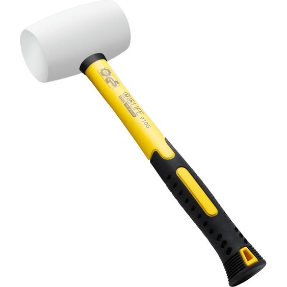 CCLIFE Marteau en caoutchouc blanc 910g par et GS Marteau en caoutchouc avec deux côtés, marteau de protection pour poseurs de sols et carrelages, couleur : blanc