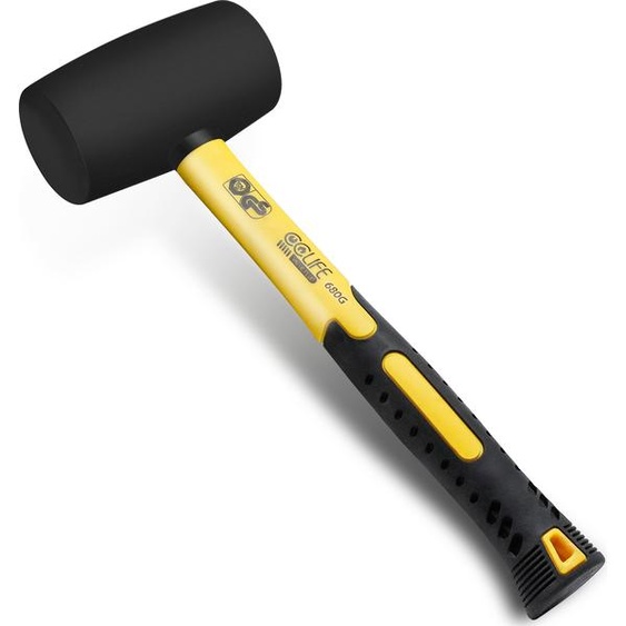 CCLIFE Marteau en caoutchouc noir 680g par et GS Marteau en caoutchouc avec deux côtés, marteau de protection pour poseurs de sols et carrelages, couleur : noir