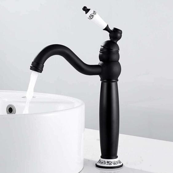 Ccykxa - Robinet Lavabo RéTro Noir Haut,Mitigeur Lavabo Pivotant à 360°Robinet Salle Bain,Mitigeur Salle de Bain,Laiton