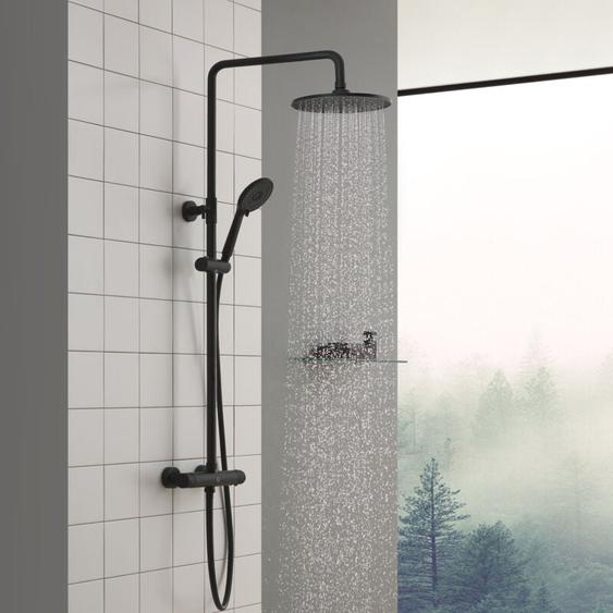 Cecipa - Colonne de Douche Noir - Thermostatique - Avec Mitigeur - Ensemble de Douche - Hauteur Réglable - Système Mitigeur Thermostatique - Avec