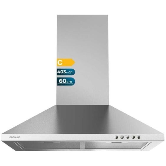 Cecotec - Hotte aspirante pyramidale Bolero flux pm 604300 inox c de 60 cm de largeur, finition inox, aspiration 430m3/h , moteur 105w, classe c,