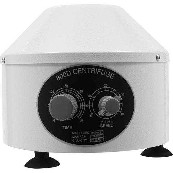 Centrifugeuse de laboratoire 220V - Appareil de table - 4000 tr/min, 25 W - 1790xg (force centrifuge relative) - 6 tubes de 20 ml - Minuteur 0–60 minutes - Prise européenne - Blanc