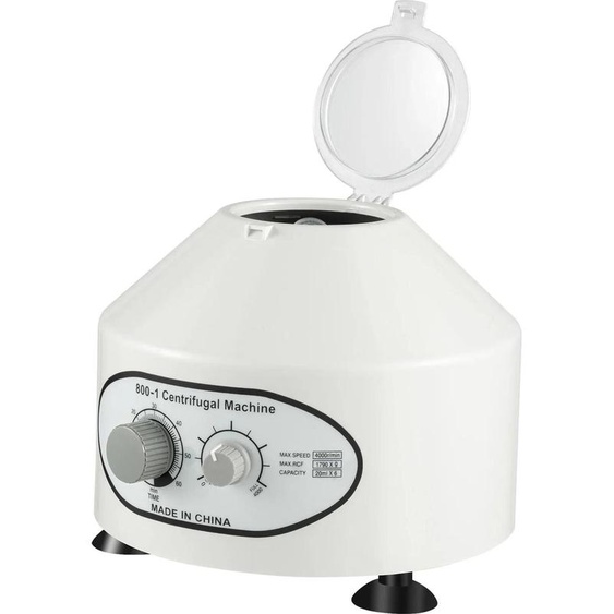 Centrifugeuse de laboratoire - Centrifugeuse de table - Vitesse réglable de 0 à 4000 tr/min - 6×20 ml - Minuterie 0-60 min - 25 W - 220 V prise UE - Blanc