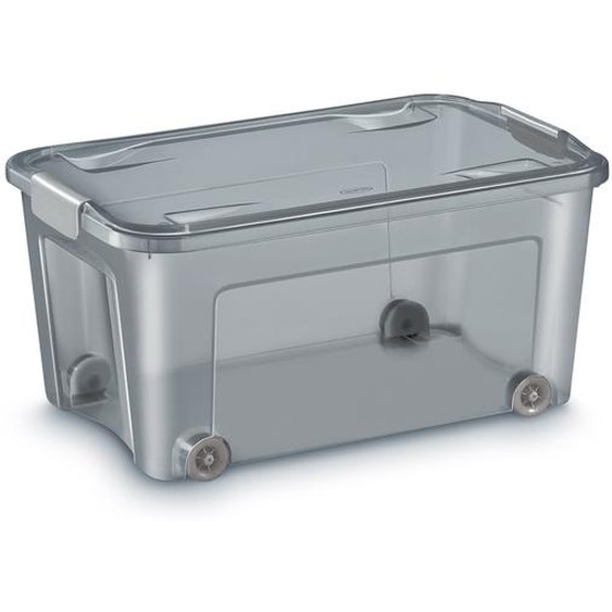 Cep Boîte de rangement à roulettes 43 L avec couvercle - Gris translucide