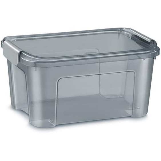 Cep Boîte de rangement polypropylène avec couvercle et poignées clips - 13 Litres - Gris translucide