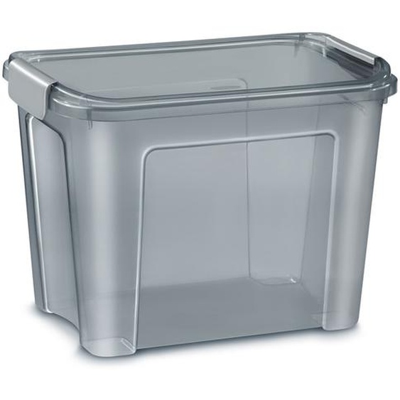 Cep Boîte de rangement polypropylène avec couvercle et poignées clips - 18 Litres - Gris translucide