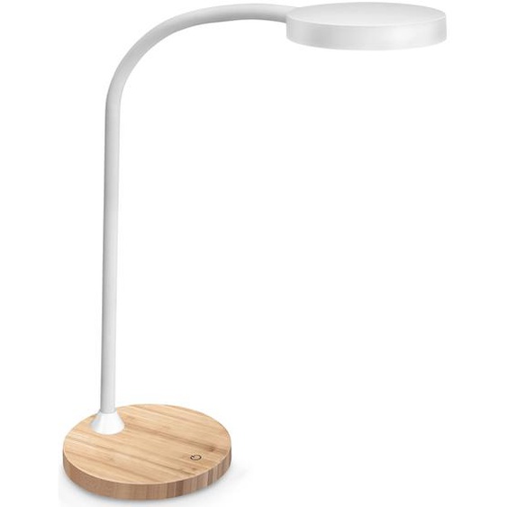 Cep Lampe de bureau Kléo - Led intégrée - 7W - Bras flexible - Variateur dintensité - Blanc socle Chêne