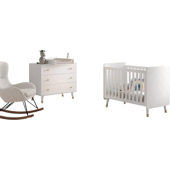 Cette Combinaison Billy - Lit Bébé (60 X 120 Cm) - Commode Avec Accessoire Blanc
