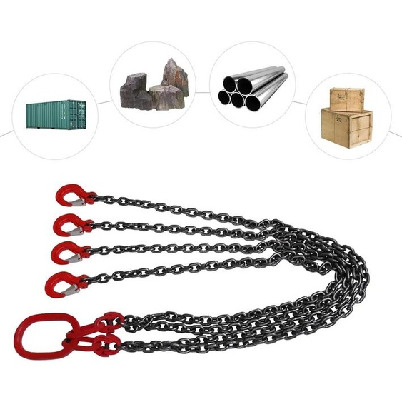 Chaîne darrimage - 4 brins - acier allié G80 - capacité de charge 5 t - longueur 1,5 m - chaîne 0,8 cm