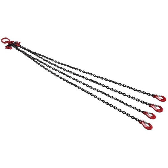 Chaîne de levage à 4 brins, 6 mm, 2 mètres, capacité de charge de 4 tonnes, acier G80
