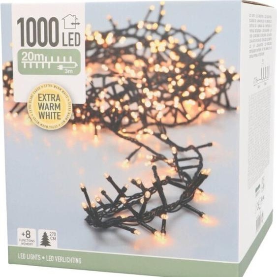 Chaîne lumineuse LED cluster blanc chaud claire 20m IP44