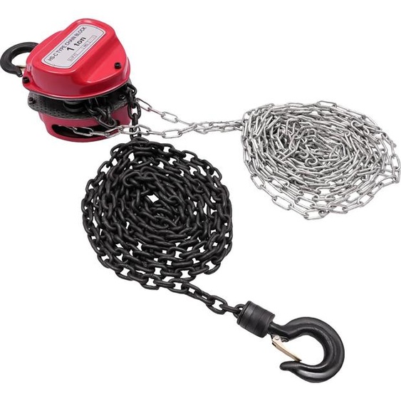 Chaîne manuelle, capacité de charge 1000 kg, longueur de chaîne 4 m, rouge, 1000 Kg