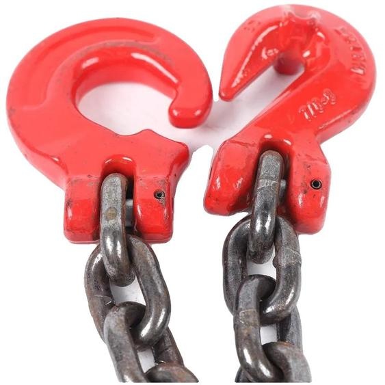 Chaîne suspendue, acier allié 20Mn2, longueur 3 m, épaisseur 8 mm, capacité de charge 2 tonnes, crochet forgé avec fermeture de sécurité