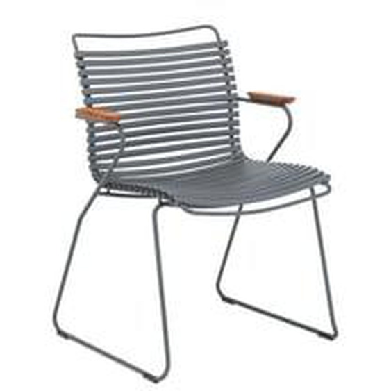 Chaise à accoudoirs avec dossier bas CLICK Dining - gris foncé