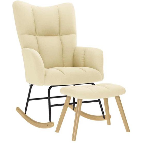 Chaise à bascule avec repose-pied Crème Tissu