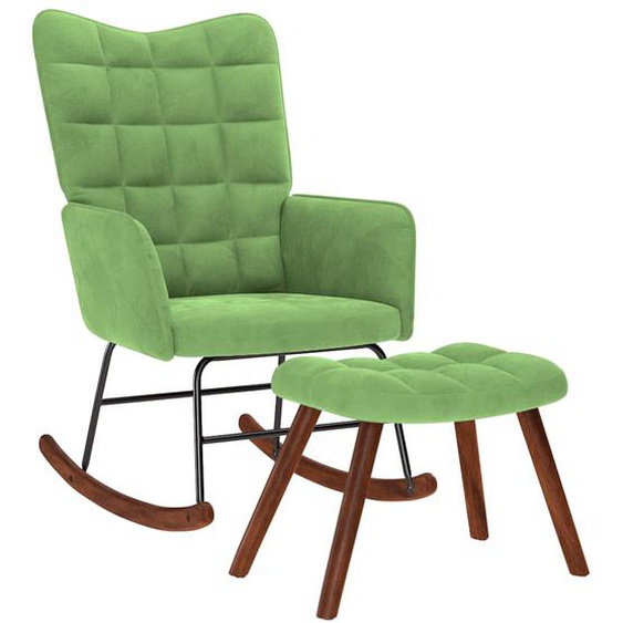 Chaise à bascule avec repose-pied vert clair velours